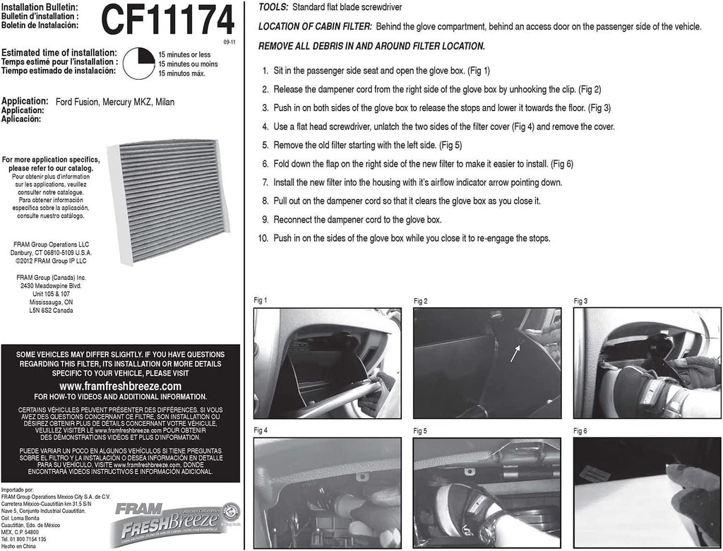 Fresh Breeze Cabin Air Filter with Arm & Hammer Baking Soda, CF11174 for Ford Vehicles