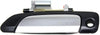 for Honda Civic Exterior Door Handle Front, Driver Side Smooth Black Bezel with Chrome Lever (2001-2005) | with Key Hole| Trim:All Submodels