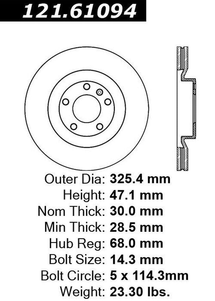 Centric Front Disc Brake Rotor for Flex, Taurus, MKS, MKT (121.61094)