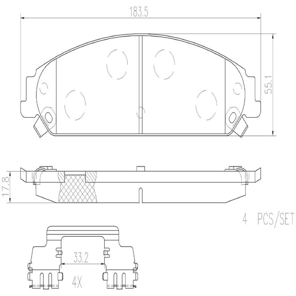 Front Disc Brake Pad Set for 300, Challenger, Charger, 200+More (P11017N)