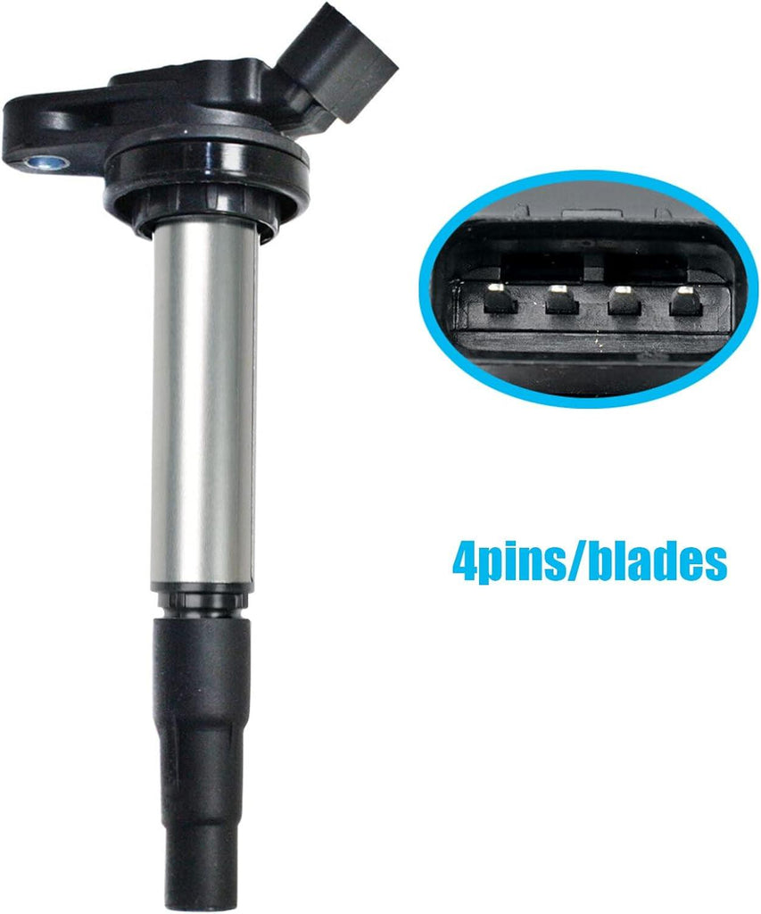 OYEAUTO Iridium Spark Plug Ignition Coil Pack Set of 4 Compatible with Toyota Prius Corolla Matrix V CT200H XD 1.8L L4 UF-596 UF-619 C1714 90919-02252 90919-02258