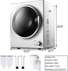 COSTWAY Compact Laundry Dryer, 110V Electric Portable Clothes Dryer with Stainless Steel Tub, Control Panel Downside Easy Control for 4 Automatic Drying Mode, White