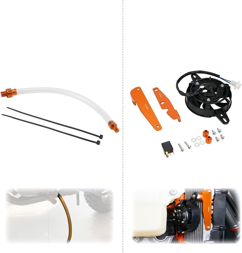 Orange Oil Change Drain Tool & Electric Radiator Cooling Fan Set 2 + 4 Stroke Compatible with KTM 250 350 450 Xcf,See Fitment