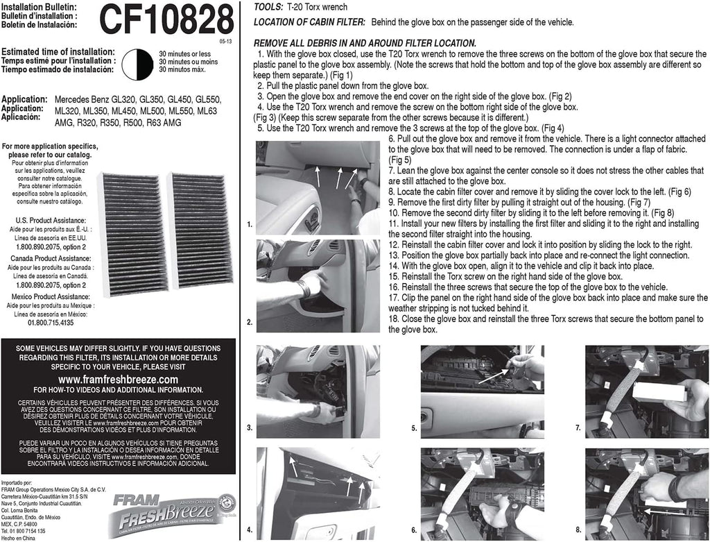 Fresh Breeze Cabin Air Filter with Arm & Hammer Baking Soda, CF10828 for Mercedes-Benz Vehicles