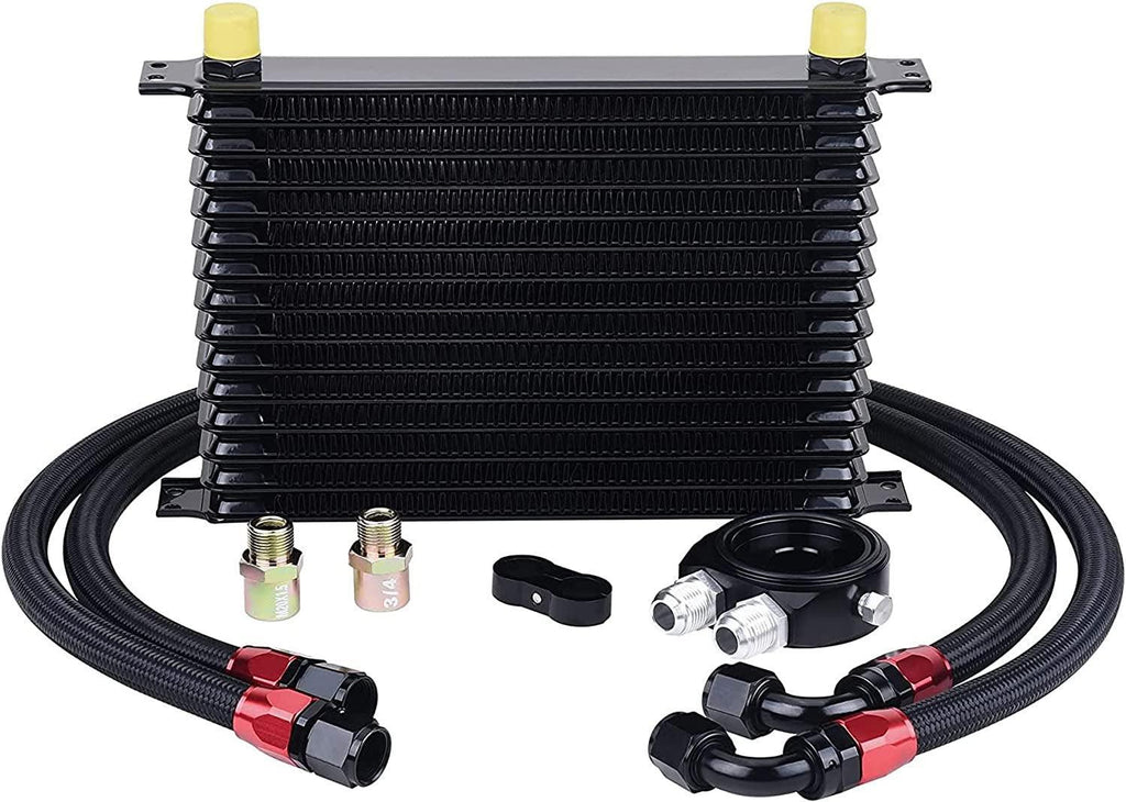 15 Row Oil Cooler Kit Bundle with 340Mm Oil Cooler Mounting Bracket Kit
