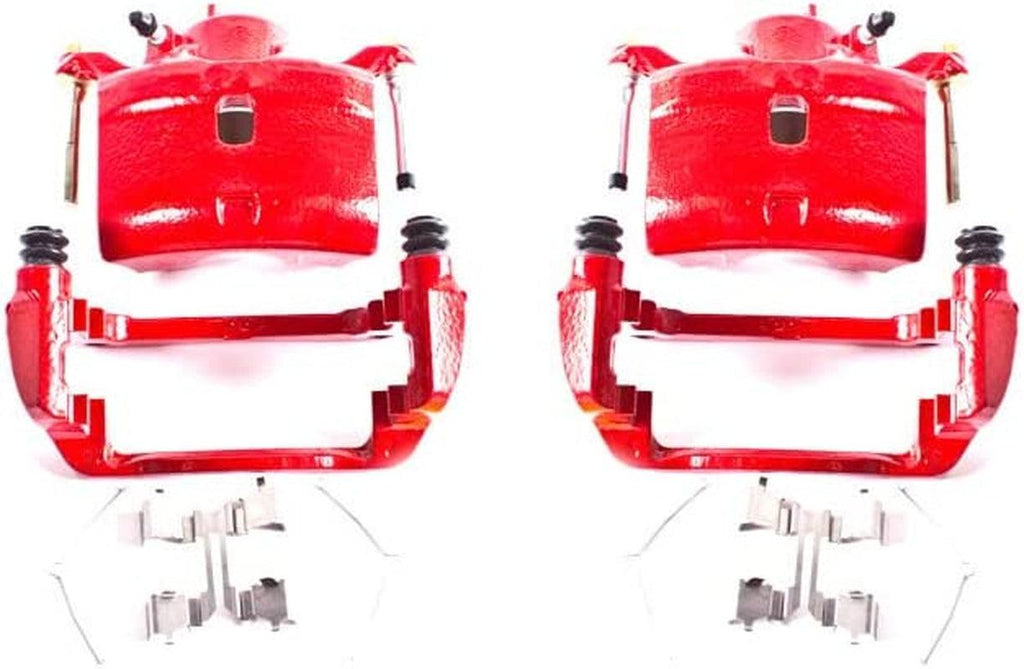 Front S2662 Pair of High-Temp Red Powder Coated Calipers