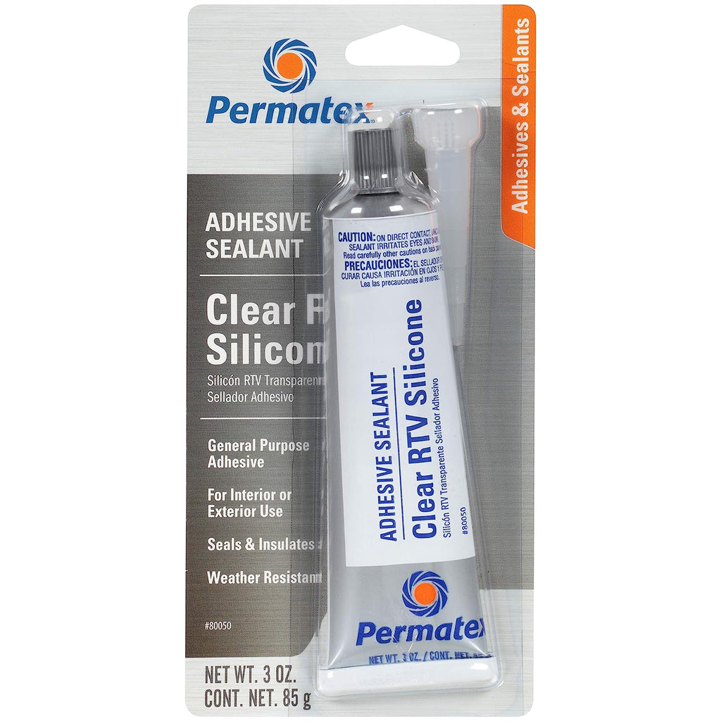 Permatex 82194 Ultra Grey Rigid High-Torque RTV Silicone Gasket Maker, 3.5 Oz. & 80050 Clear RTV Silicone Adhesive Sealant, 3 Oz