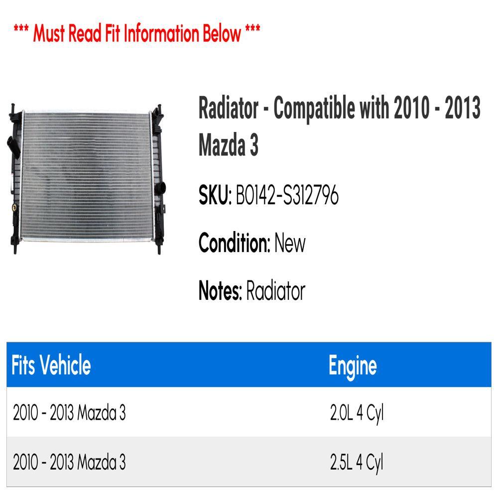 Radiator - Compatible with 2010 - 2013 Mazda 3 2011 2012