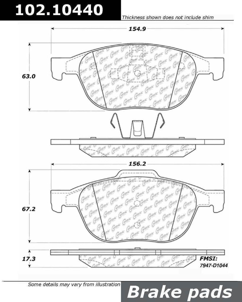 Centric Parts 102.10440 102 Series Semi Metallic Standard Brake Pad