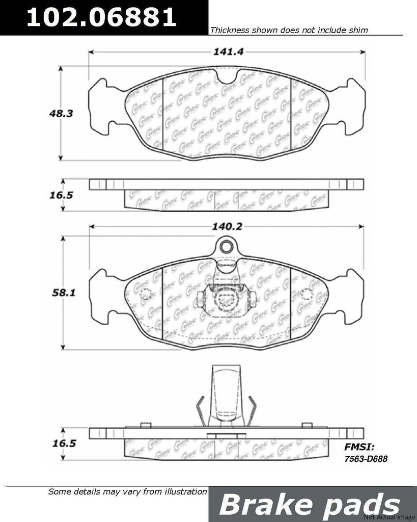 Centric Rear Disc Brake Pad for Jaguar (102.06881)