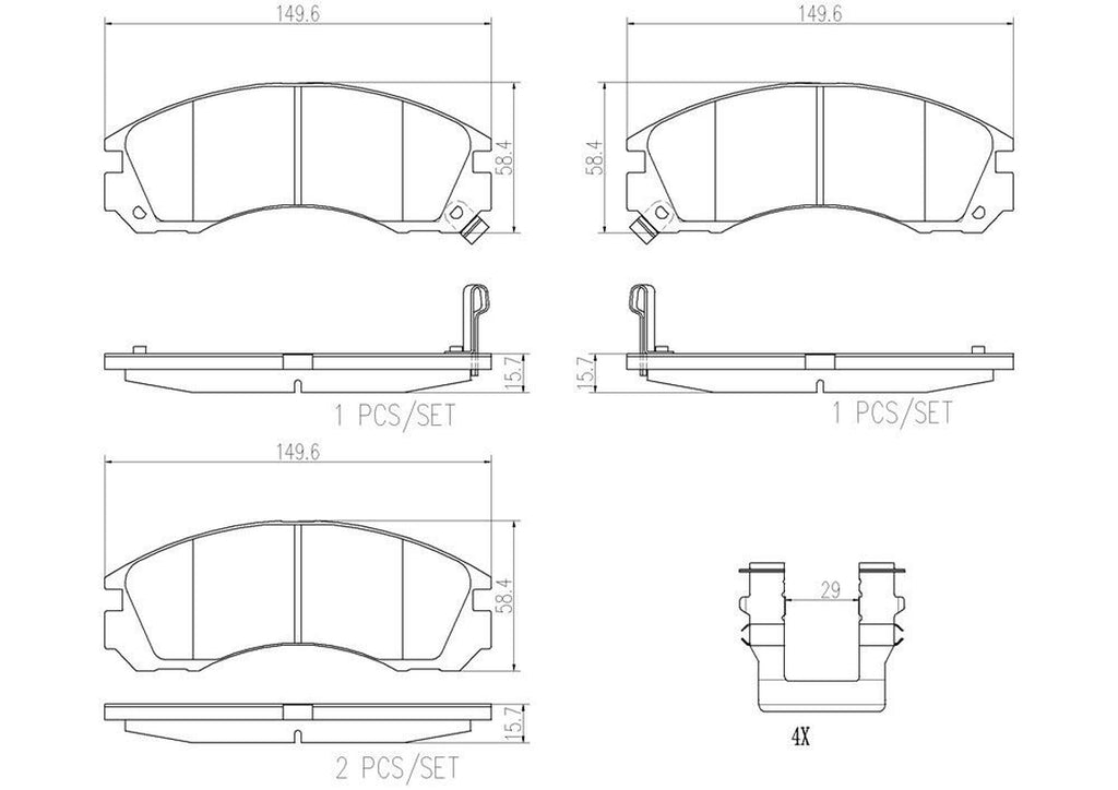 Front Disc Brake Pad Set for Lancer, Diamante, Montero Sport+More (P54017N)