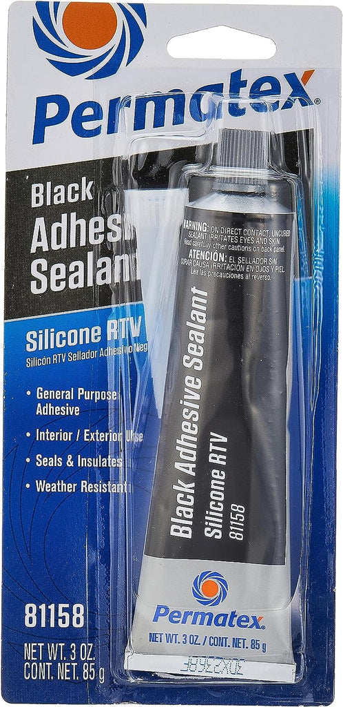 Permatex 81158 Black Silicone Adhesive Sealant, 3 Oz. Tube, Pack of 1