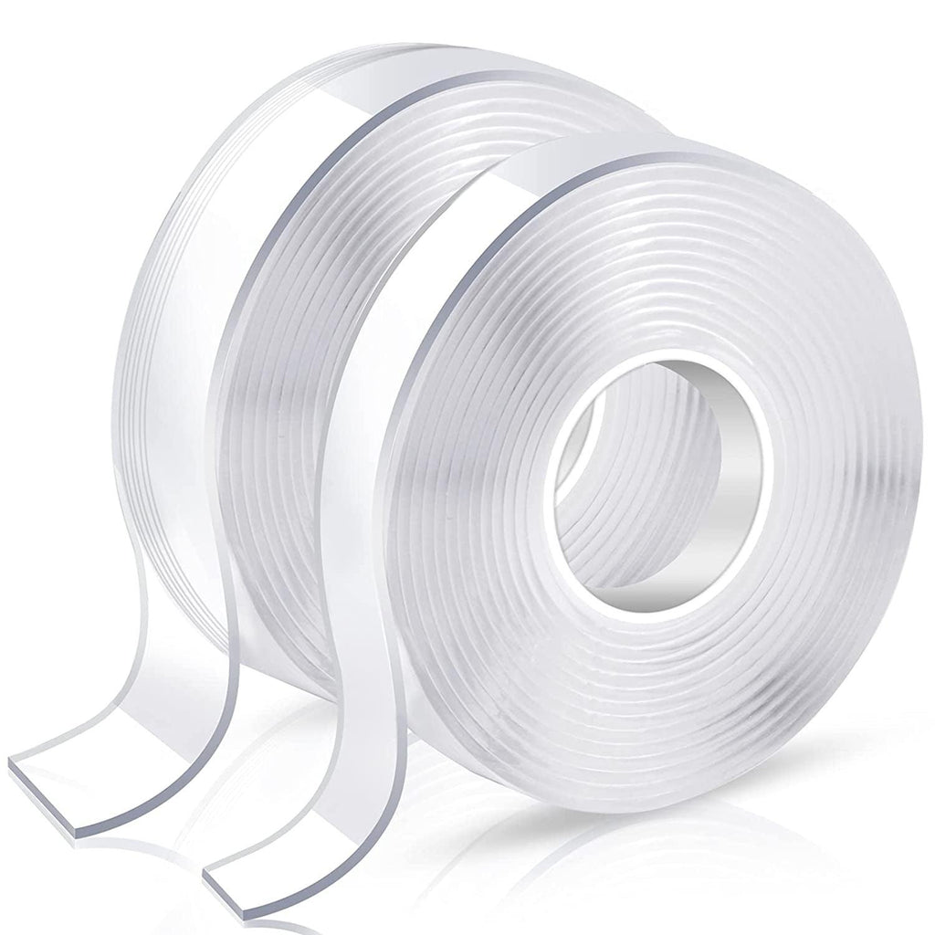 Double Sided Adhesive Tape Heavy Duty, Double Stick Mounting (2 Rolls, Total 20FT), Clear Two Sided Wall Tape Strips, Removable Poster Tape for Home, Office, Car, Outdoor Use