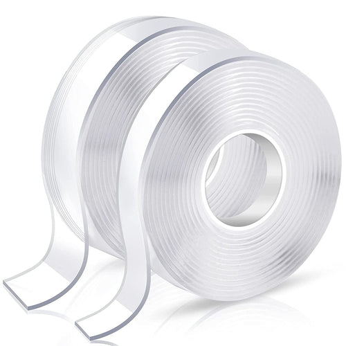 Double Sided Adhesive Tape Heavy Duty, Double Stick Mounting (2 Rolls, Total 20FT), Clear Two Sided Wall Tape Strips, Removable Poster Tape for Home, Office, Car, Outdoor Use