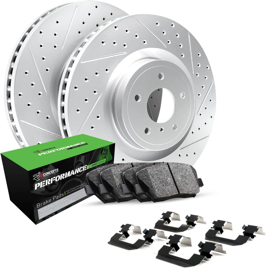R1 Concepts Front Brakes and Rotors Kit |Front Brake Pads| Brake Rotors and Pads| Peformance Sport Brake Pads and Rotors |Hardware|Fits 2008-2019 Pontiac Vibe; Scion Xd; Toyota Corolla, Matrix