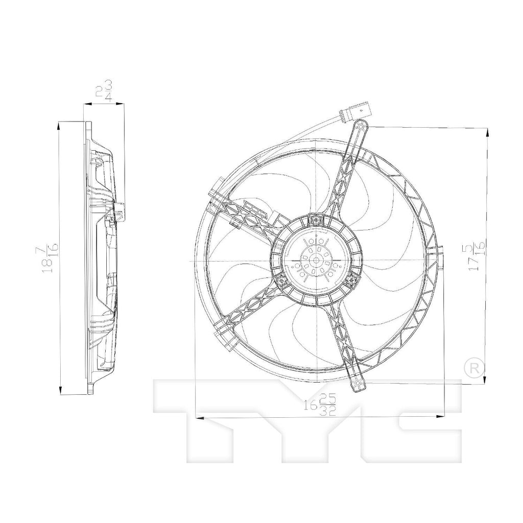 TYC Dual Radiator and Condenser Fan Assembly for Mini 622490