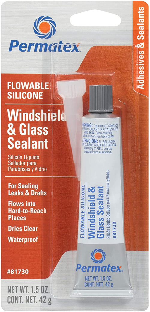 Permatex 81730 Flowable Silicone Windshield and Glass Sealer, 1.5 Oz.