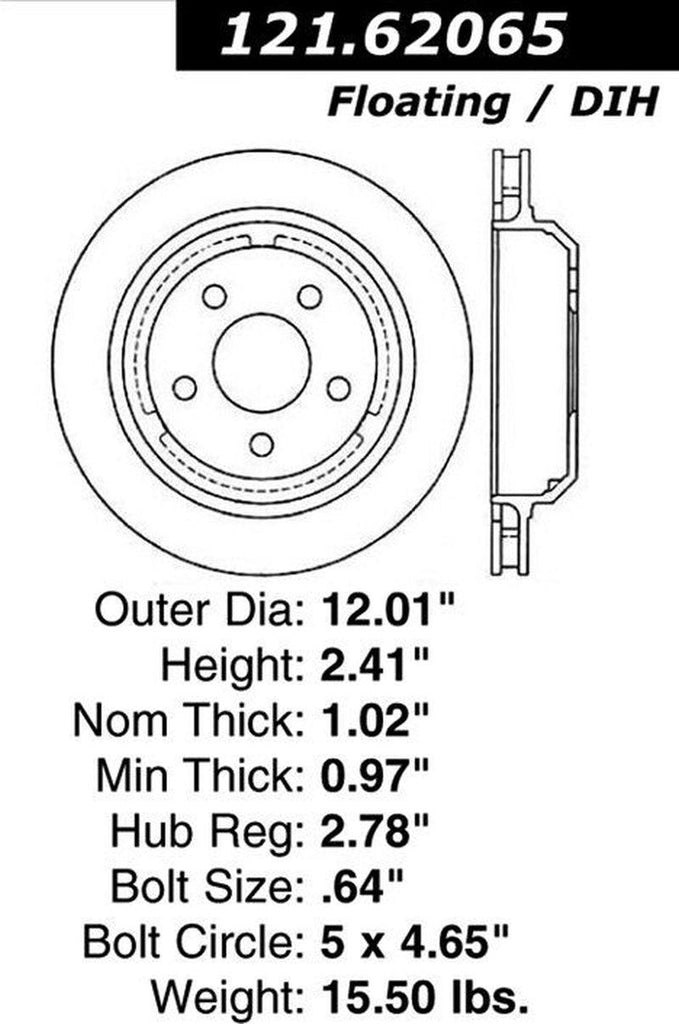 Centric Rear Disc Brake Rotor for Camaro, Firebird (121.62065)