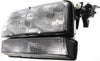 Headlight Assembly Compatible with 1992-1993 Buick Lesabre and 1991-1993 Buick Park Avenue Halogen, with Black Trim (Includes Park Light), Set of 2, Driver and Passenger Side
