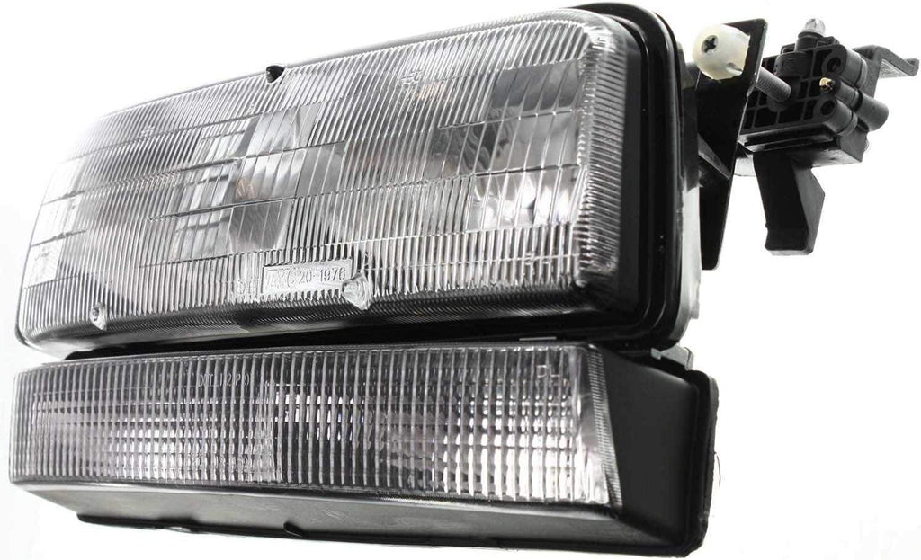 Headlight Assembly Compatible with 1992-1993 Buick Lesabre and 1991-1993 Buick Park Avenue Halogen, with Black Trim (Includes Park Light), Set of 2, Driver and Passenger Side