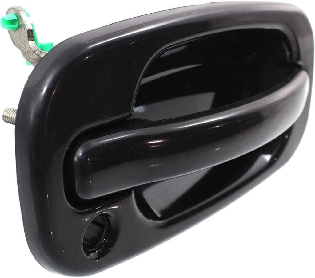 for Chevy Silverado 1500 HD Exterior Door Handle Front Passenger Side Smooth Black 2001-2006 | with Key Hole | Trim: LS/LT | GM1311140 | 15150736