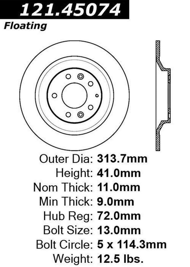 Centric Rear Disc Brake Rotor for 06-07 6 (121.45074)