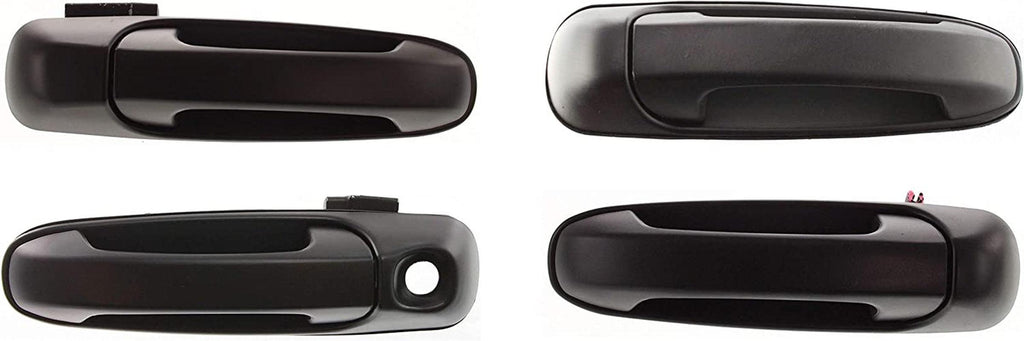 Front and Rear Door Handle Compatible with 1999-2004 Jeep Grand Cherokee outside Set of 4 Smooth Black Passenger and Driver Side