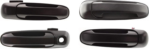 Front and Rear Door Handle Compatible with 1999-2004 Jeep Grand Cherokee outside Set of 4 Smooth Black Passenger and Driver Side