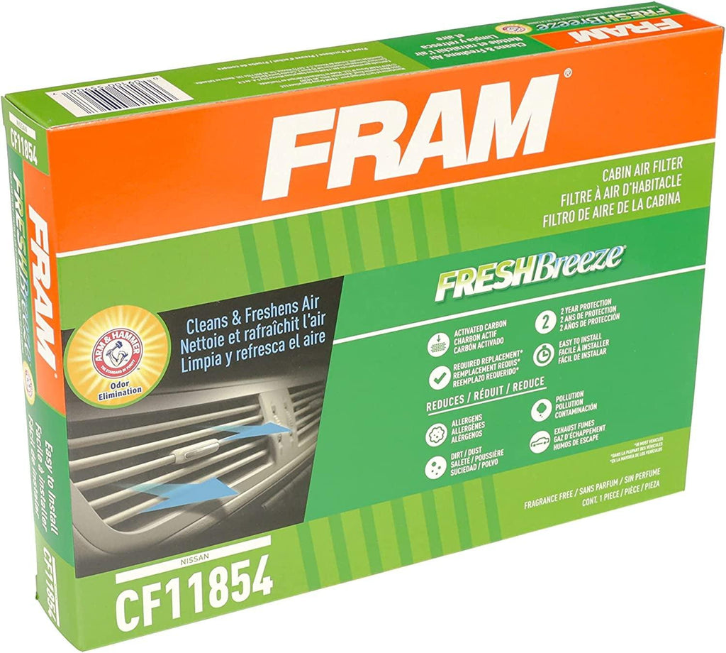 Fresh Breeze Cabin Air Filter Replacement for Car Passenger Compartment W/ Arm and Hammer Baking Soda, Easy Install, CF11854 for Nissan Vehicles