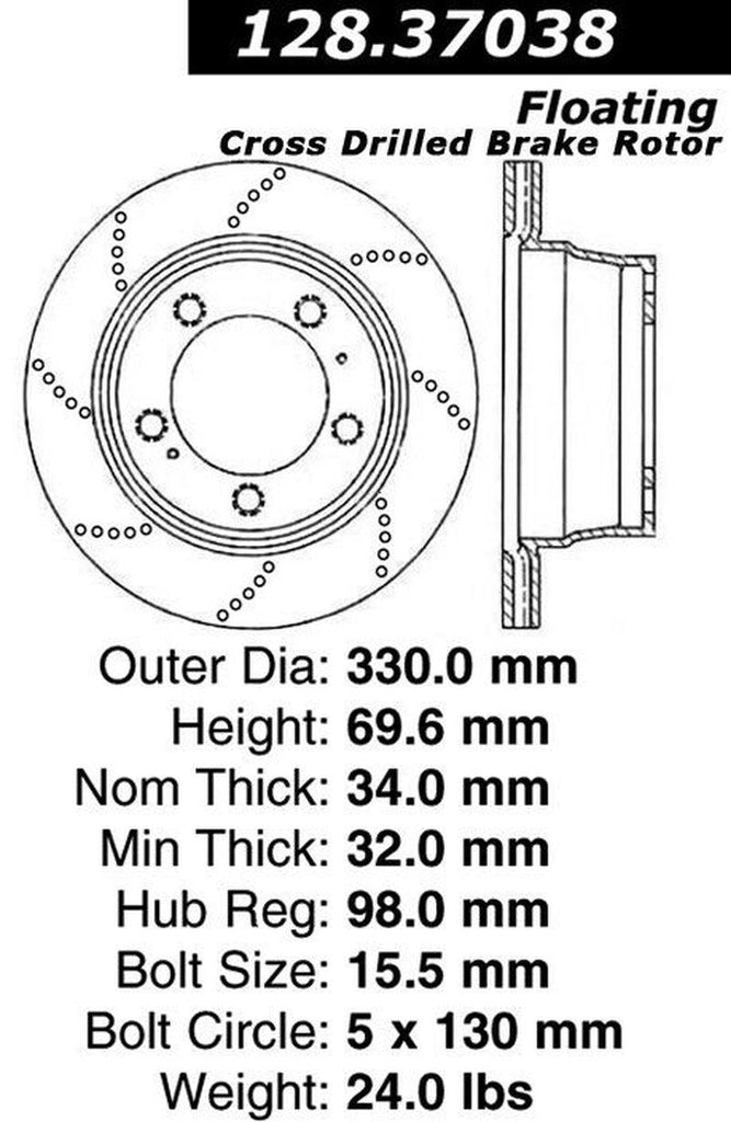 Centric Front Driver Side Disc Brake Rotor for Porsche (128.37038)