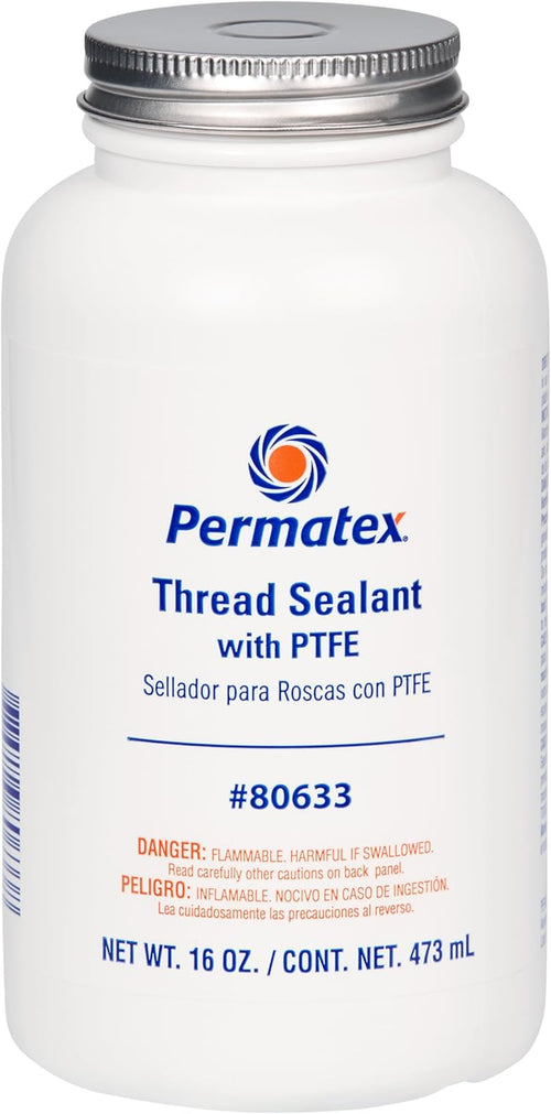 Permatex 80633 Thread Sealant with PTFE, 16 Oz. , White