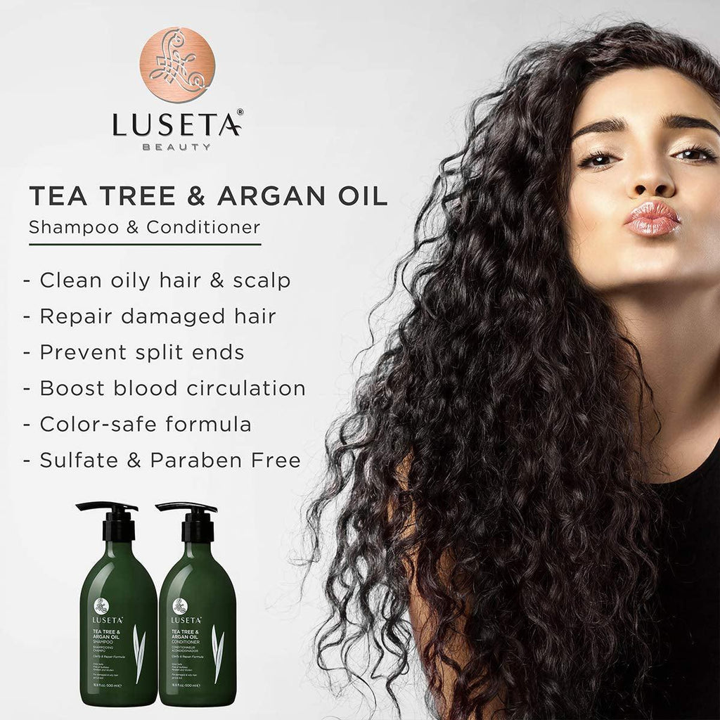 Luseta Tea Tree & Argan Oil Detangling Shampoo & Conditioner Set, 2 X 33.8 Oz