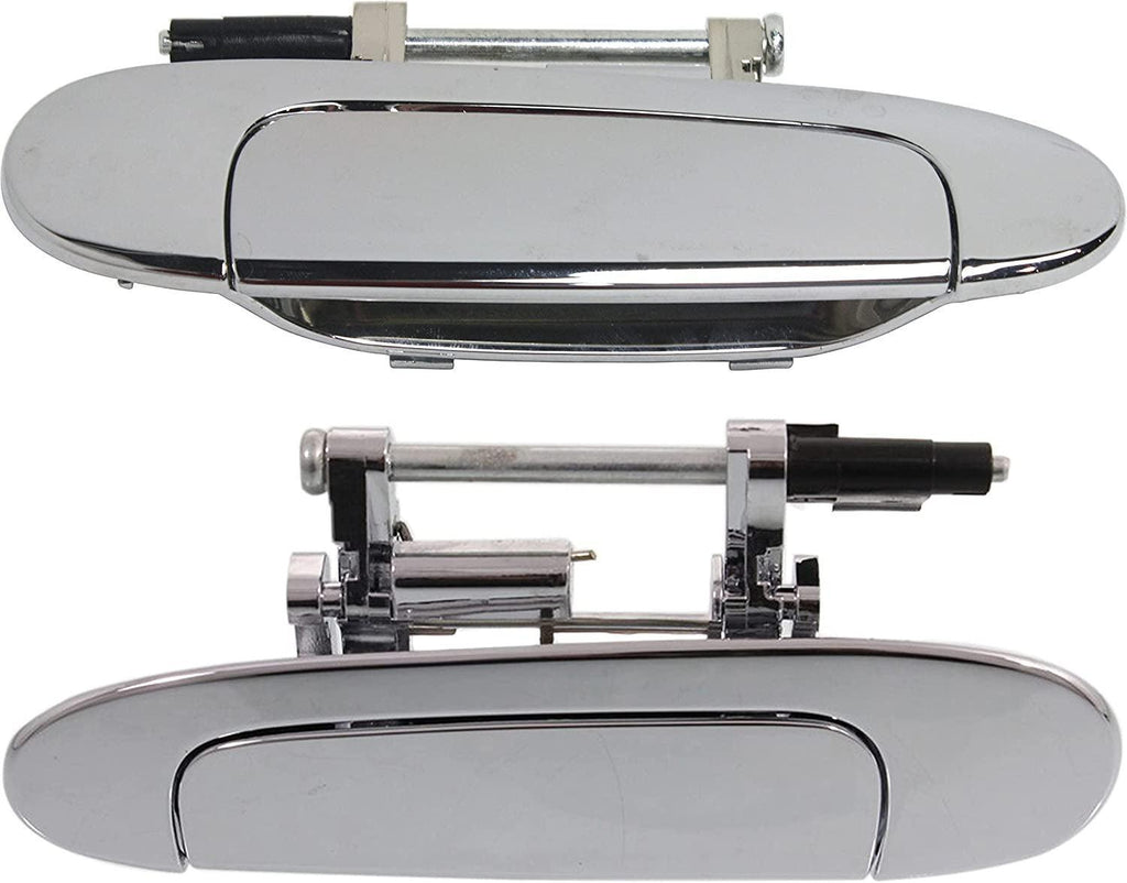 Aftermarket Rear Exterior Door Handle Compatible with 2000-2005 Toyota Echo All Chrome, Set of 2, Driver and Passenger Side