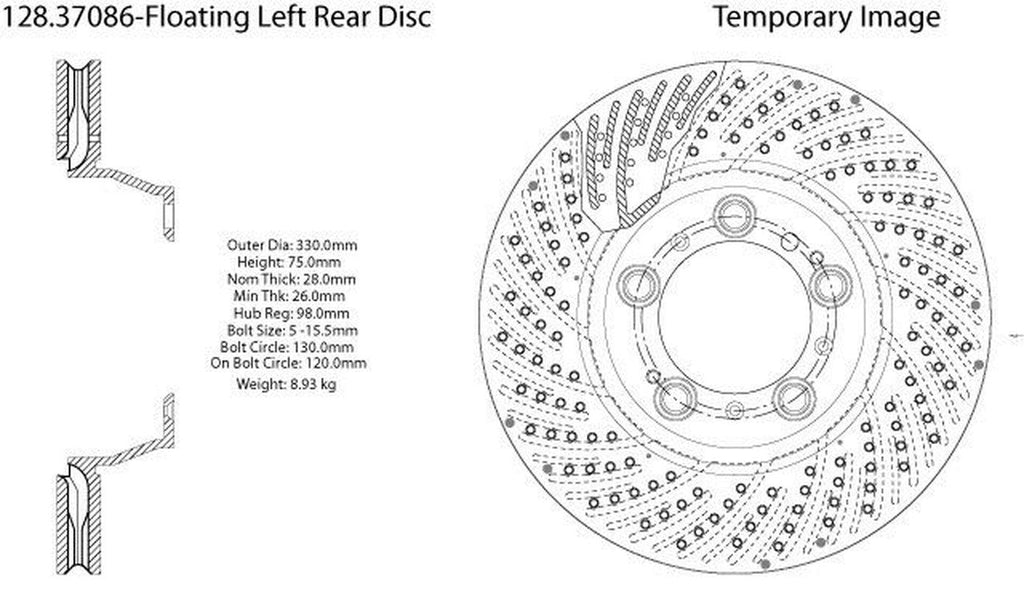 Centric Rear Driver Side Disc Brake Rotor for 911, Panamera (128.37086)