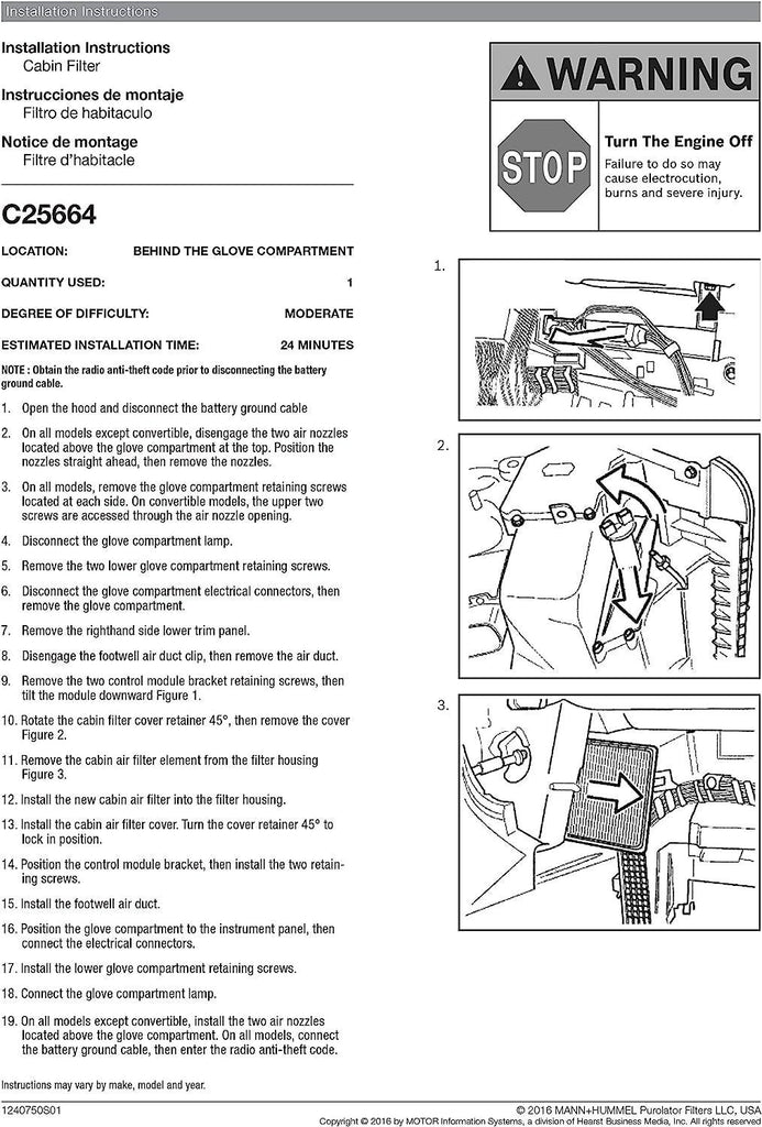 C25664 one Advanced Cabin Air Filter Compatible with Select BMW Vehicles