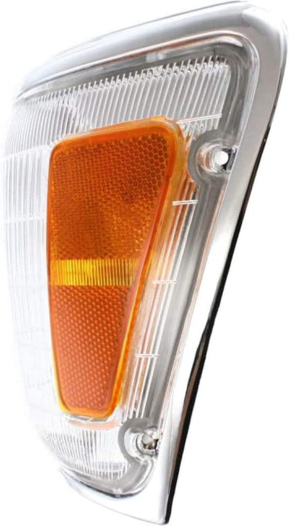 Compatible with Toyota Pickup Corner Light 1989 1990 1991 Driver and Passenger Side Pair/Set | Clear & Amber Lens | W/Chrome Trim | TO2520124 + TO2521126 | 8162089179 + 8161089179