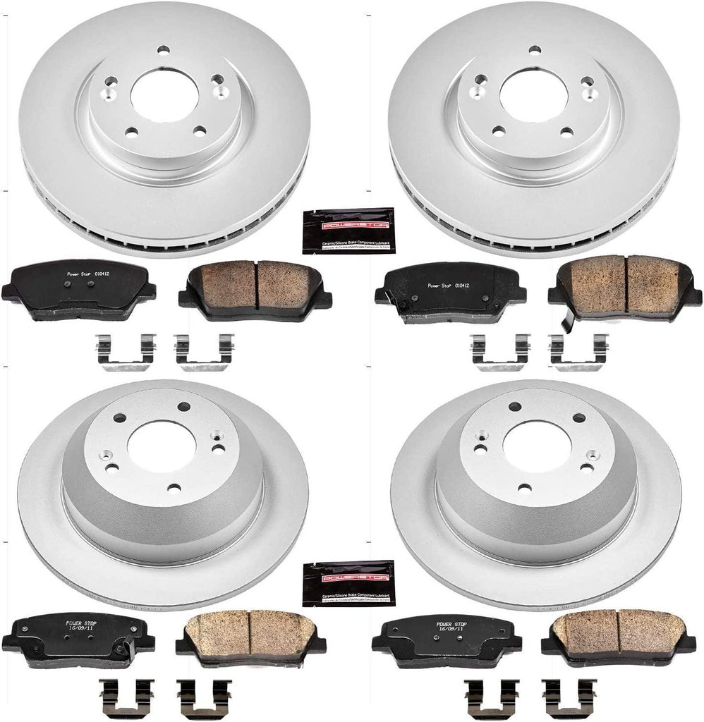 CRK5927 Coated Brake Rotor & Ceramic Brake Pads- Front & Rear
