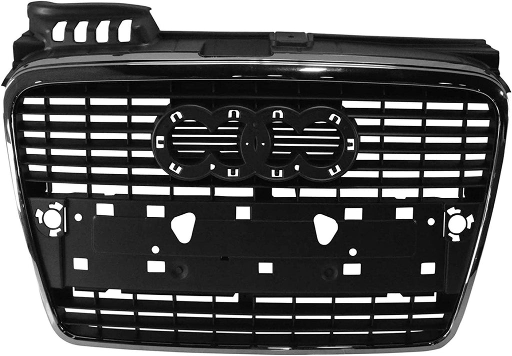 Front Grille Assembly Silver with Chrome Trim for 05-09 Audi B7 A4 S4