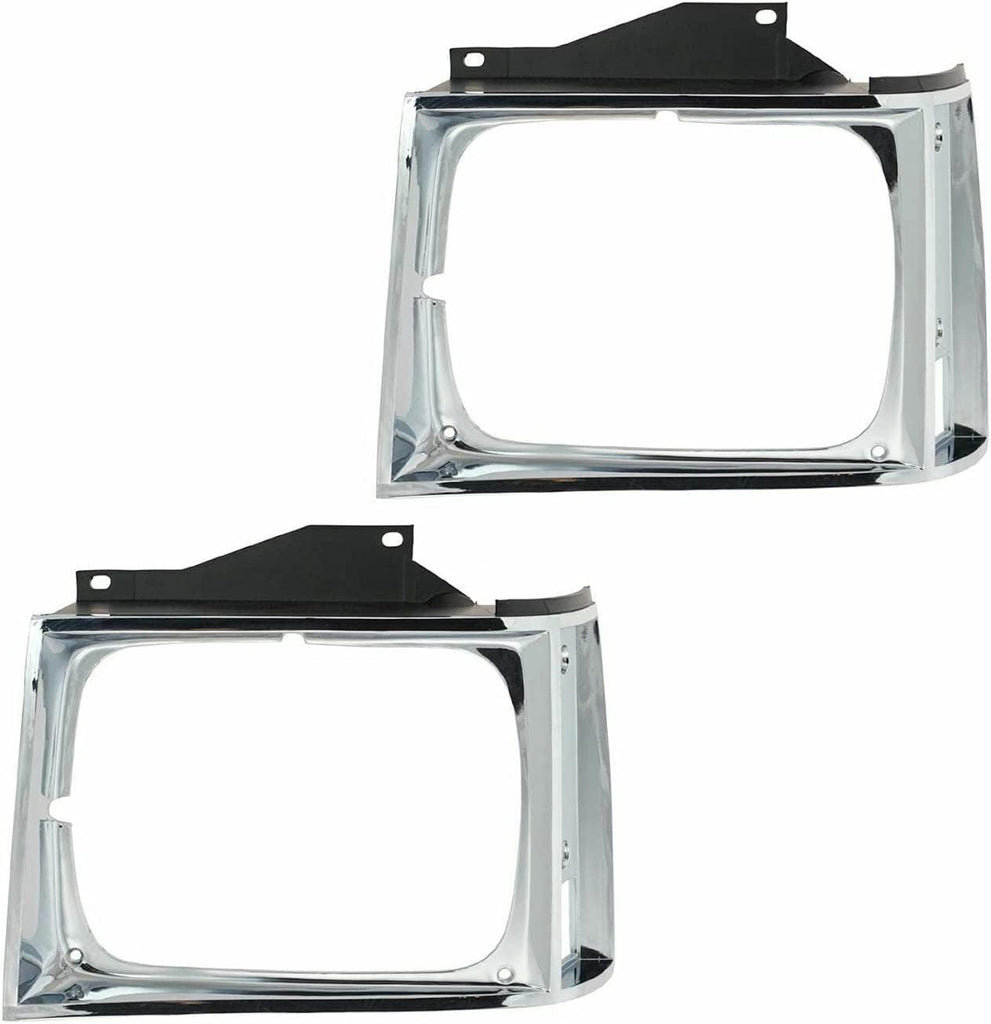 Violetlisa New Chrome Headlights Bezel Trim Left & Right Pair Set Compatible with Truck GRI00811