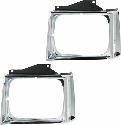 Violetlisa New Chrome Headlights Bezel Trim Left & Right Pair Set Compatible with Truck GRI00811