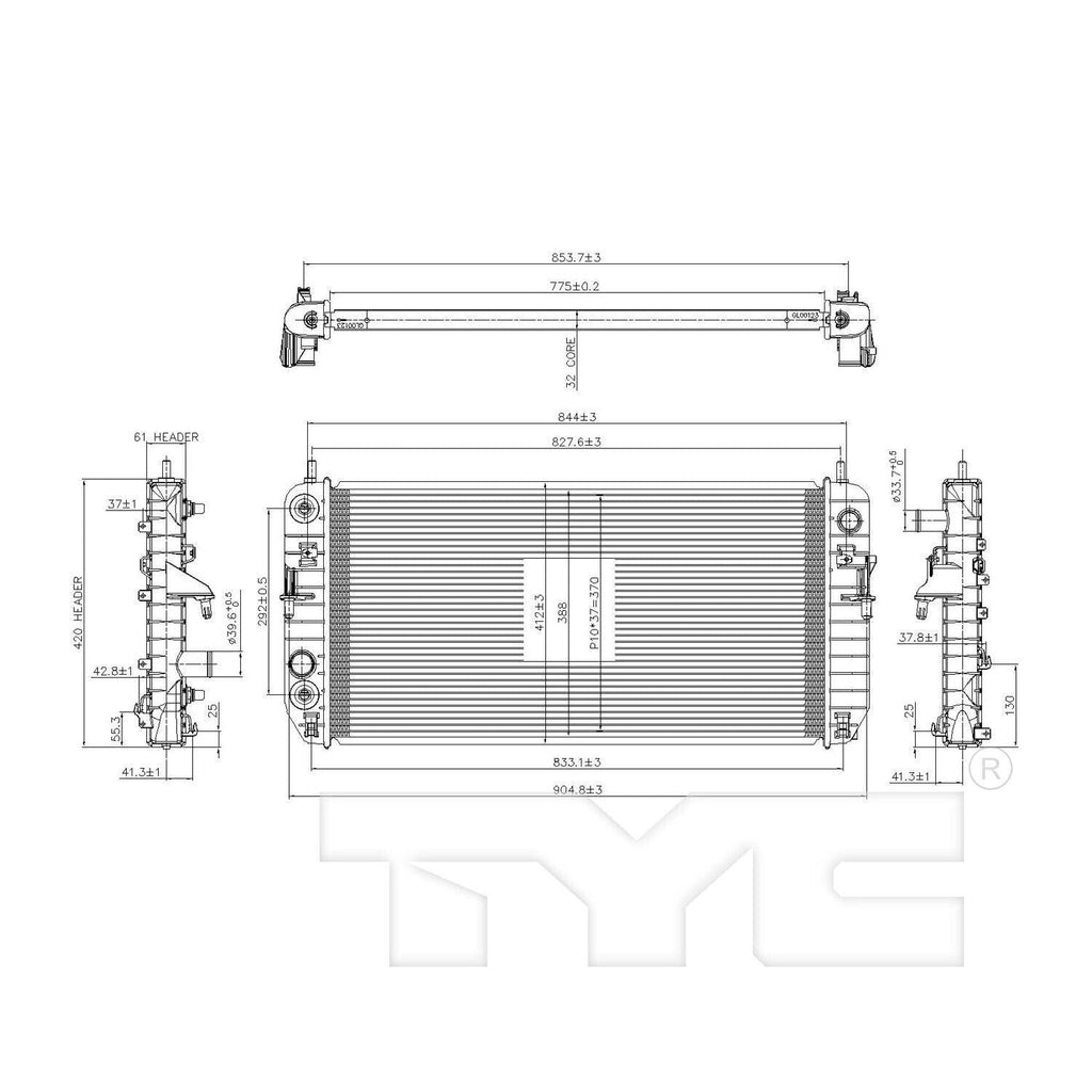 TYC Radiator for Lucerne, DTS 2853
