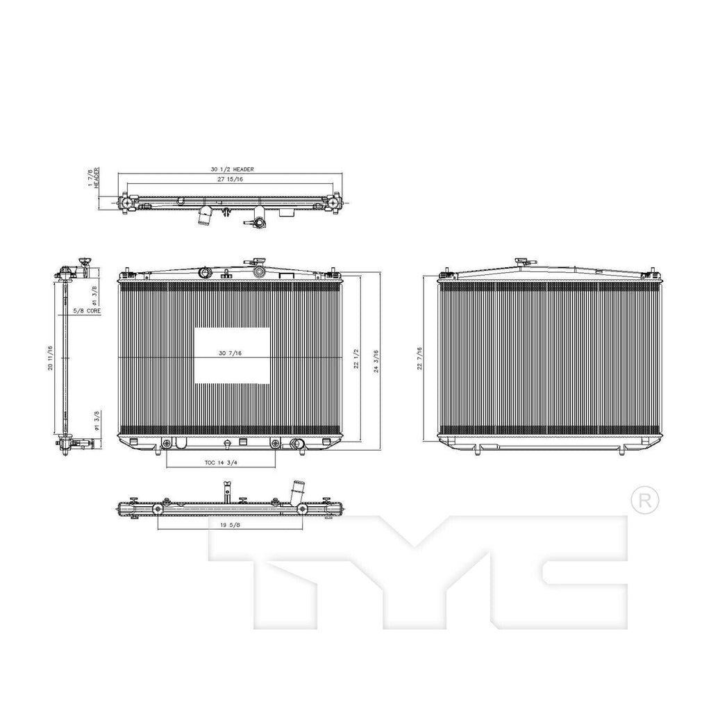 TYC Radiator for 14-16 Highlander 13449