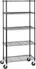 Amazon Basics 5-Shelf Medium Adjustable, Heavy Duty Storage Shelving Unit on 4'' Wheel Casters, Metal Organizer Wire Rack, Black, 30" L X 14" W X 64.75" H