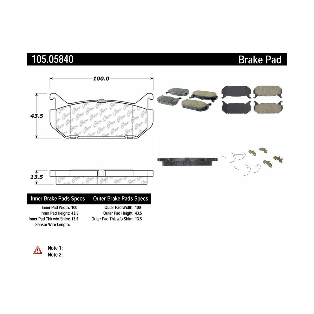 Centric Rear Disc Brake Pad for 626, Probe, MX-6 (105.05840)