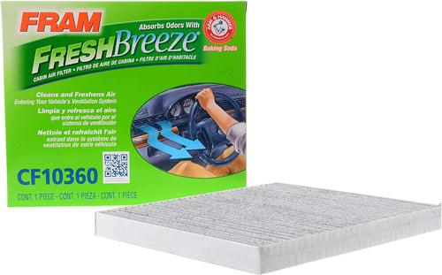 Fresh Breeze Cabin Air Filter Replacement for Car Passenger Compartment W/ Arm and Hammer Baking Soda, CF10360 for Select Cadillac, Chevrolet, GMC and Hummer Vehicles , White, 1 Count (Pack of 1)