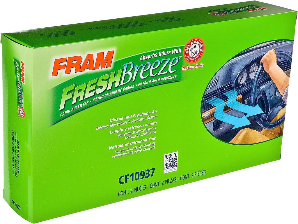 Fresh Breeze Cabin Air Filter Replacement for Car Passenger Compartment W/Arm and Hammer Baking Soda, Easy Install, CF10937 for Select BMW Vehicles