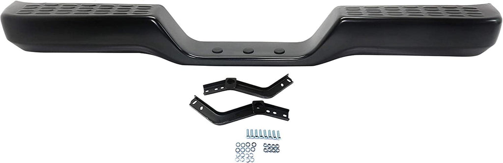 Evan-Fischer Aftermarket Step Bumper Compatible with 1989-1995 Toyota Pickup Powdercoated Black Steel with Mounting Bracket(S)