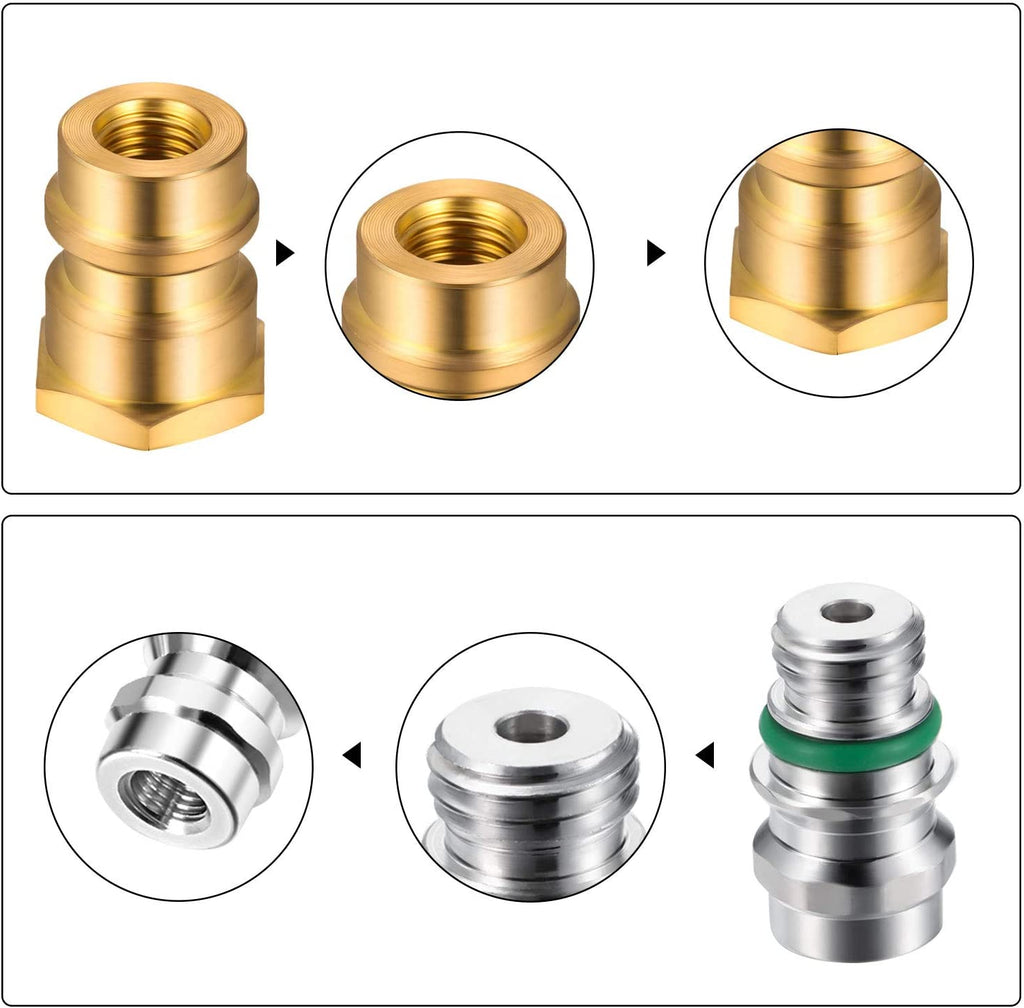 Mudder 4 Pieces VA-LH11 A/C Pro R-12 to R-134A Retrofit Parts Kit Retrofit Conversion Adapter Compatible with 1/4 SAE Thread Low High Side Retrofit Conversion