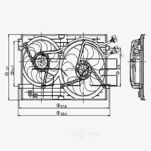 Dual Radiator and Condenser Fan Assembly Fits 1999 Volkswagen Golf