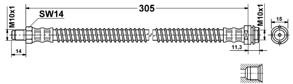 ATE Brake Hydraulic Hose for Mercedes-Benz 331312